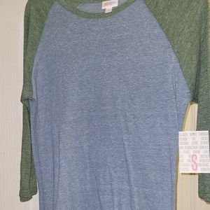 NWT, LuLaRoe S Randy: Blue with Green Sleeves